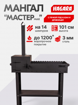 Мангал с печкой для казана "Мастер" с дровницей левый