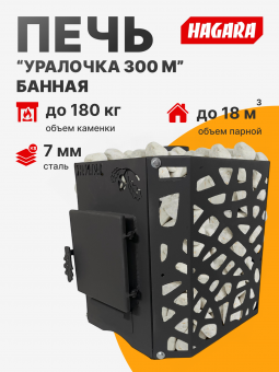 Банная печь "Уралочка 300М", для парной до 20 м3, без выноса топки